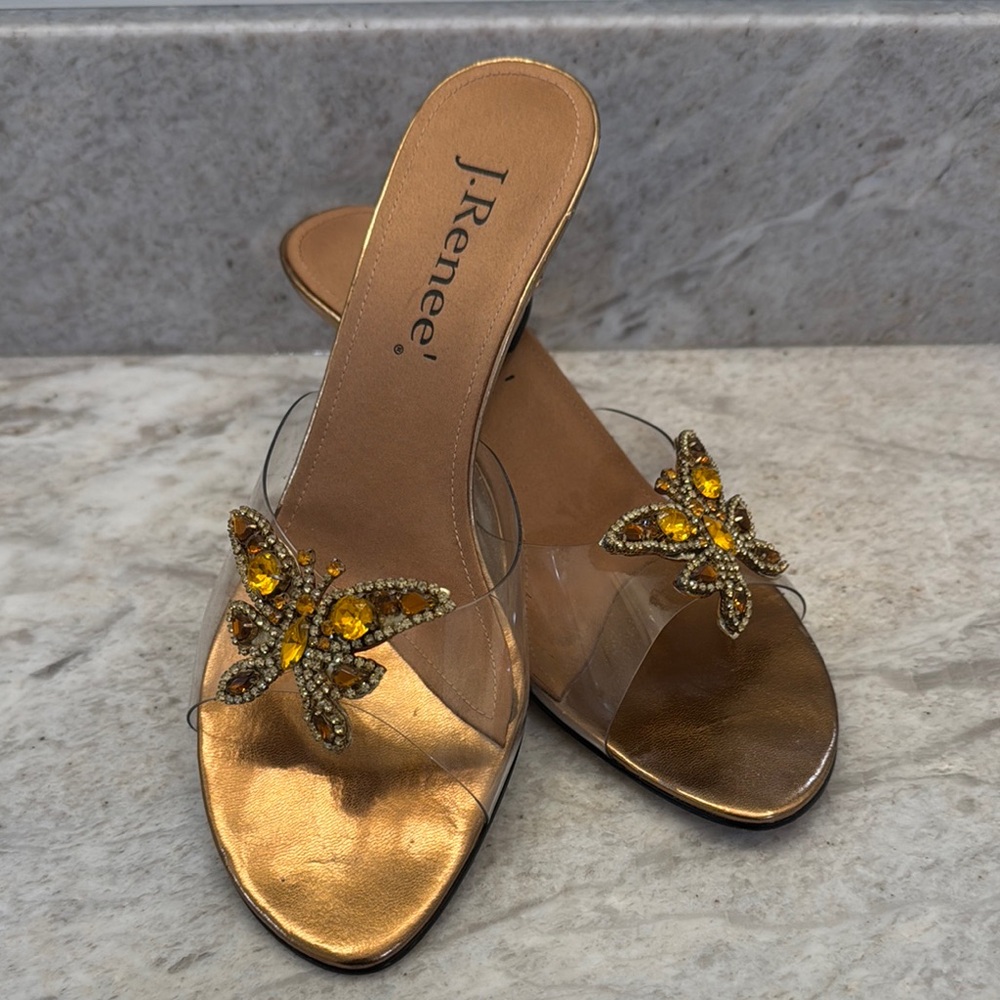 J.Renee Gold Butterfly Embellished Women's Shoes